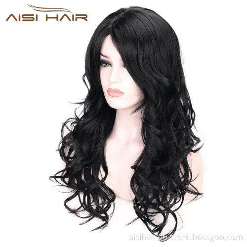 Black Body Wave Fiber Hair Wig Fashion Synthetic Wig Heat Resistant Long Wavy For Party Cosplay Women Wigs